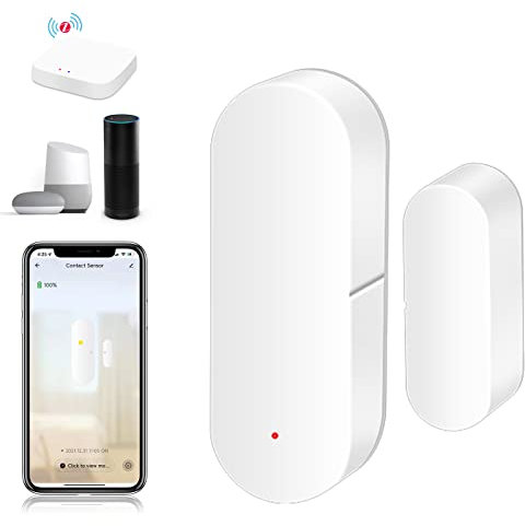 BSEED ZigBee Türfenstersensor Anti Diebstahl Alarm Sensor für Türen Fenster Schränke und Wohnungen kompatibel mit Tuya Alexa Google APP (Zigbee Hub erhalten) ohne Batterien