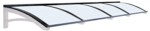 Vordach aus hölzern für den Außenbereich Farbe Weiss und grau, Opal kompakte Polycarbonatabdeckung, Modell Legno ONDA, Haustür-Vordächer Größe 100 x 400 cm