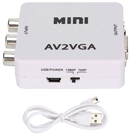 Adattatore da AV a VGA, 480P Mini PC Composito Adattatore da AV a VGA TV Set-Top Box Audio TV a PC Convertitore Video Plug And Play