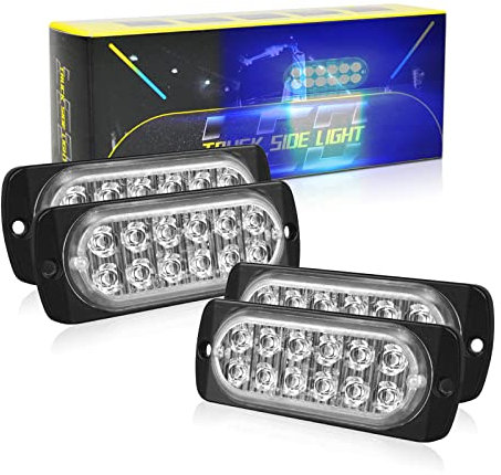 SKYWORLD Luci stroboscopiche a LED, 4pz Car Strobe 12 Led Blu 12V 24V Lampeggiante Luci stroboscopiche di emergenza Strobo Barra Luminosa per Moto Auto Camion Truck Trailer