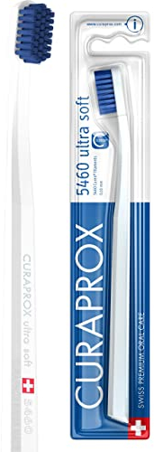Curaprox CS 5460 Ultra-Soft Toothbrush – Adult Tooth and Gum Care | Super Soft Curen® Bristles for Gentle Cleaning | White-Blue, Single Pack | Made in Switzerland