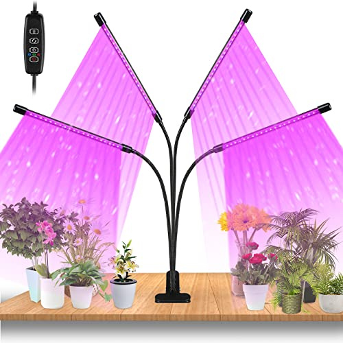 Randaco 40W LED Pflanzenlampe Dimmbar Pflanzenlicht mit Zeitschaltuhr, Pflanzenleuchte mit Rot Blau Licht Vollspektrum Grow Lampe für Zimmerpflanzen Gemüse und Blumen, 3 Arten von Modus