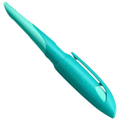 STABILO - Schulfüller ergonomisch für Linkshänder mit Standard-Feder M - EASYbirdy Pastel Edition in aqua grün/mint - inkl. Patrone