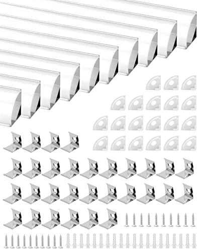 QWORK® LED Aluminium Profil V-Form 10x1m, LED Abdeckung, LED Strip Schiene, LED Profile 45 Degrees mit Montagematerial