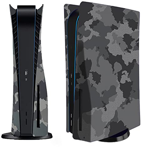 Cubierta de Placa Frontal para Consola PS5 Disc Edition, Accesorios compatibles con Paneles Protectores de Repuesto PlayStation 5 (Camuflaje Gris)