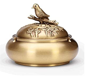 Cendriers Cendrier en laiton avec couvercle Cendrier en métal vintage for cigarettes Porte-cendres coupe-vent for usage extérieur/intérieur Joli cadeau Aspirateur de Fumée (Color : Brass)