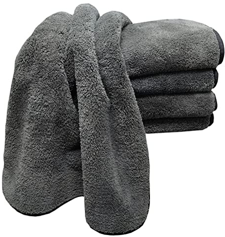 Gadgetking XXL Car Drying Towel 50x80cm 1200GSM Super Absorbent Highly Giant Truck Microfiber Caravan Dry Dryer High Absorbence Van Detail Thick Clean Wash Cloth Washing Chamois, Dark Grey