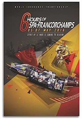 ALTUY Affiche décorative sur toile Motif championnat du monde d'endurance 6 heures de spa Francorchamps 30 x 45 cm