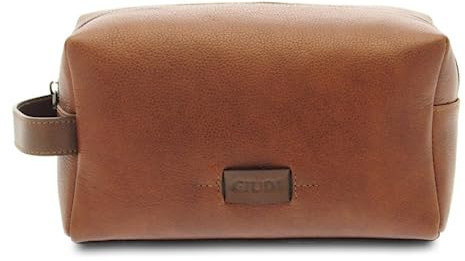 Giudi ® - Necessaire Herren aus Kalbsleder, echtes Leder, Toiletry, Reisezubehör, Made in Italy - 12067/IND/COL, Braun/Mahagoni, 14,00 x 23,00 x 12,00 cm