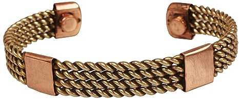 Touchstone handgjorda flätade koppar mässing Multi Layer magnetisk hand smidd med solid hög gauge tibetansk elegant magisk look armband i två toner för män och kvinnor.