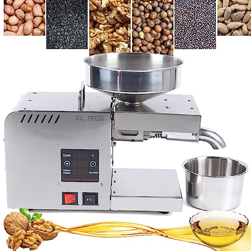 Commercial Automatic Oil Press Machine, Industrial Oil pressing machine Cold Hot Press Food Grade All Stainless Steel High Oil Extractor for Peanut Sesame Canola Coconut Soybean Sunflower Seeds