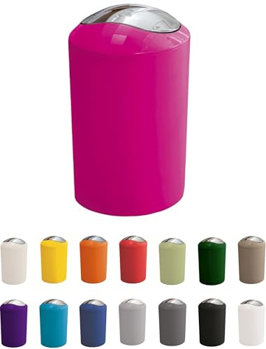 KW Gleam 5Ltr Swing Bin - Compact Bathroom/Office/Bedroom/Waste Bin (Pink)