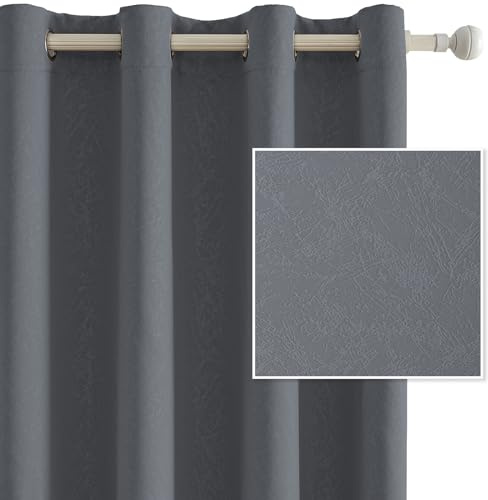 Ystyle Verdunklungsvorhänge 2er Set, Thermovorhang Gegen mit Ösen, 140x240 cm, Modern Gardinen Abdunkelnde Vorhänge Wohnzimmer Schlafzimmer, Schallschutz Vorhang, Grigio Scuro