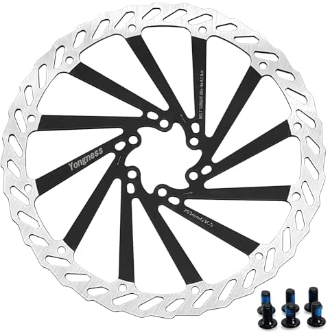 Yongness Standard 6-håls cykel skivbroms rotor 203 mm färg rostfritt stål med 6 bultar för landsvägscykel, mountainbike, bromsskiva (G3 svart)