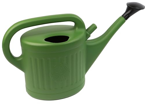 DIVCHI Green Plastic Watering Can with Wrap-Around Handle & Long Spout – Detachable Rose Sprinkler Head – Lightweight Garden Watering Can for Indoor & Outdoor Plant Care (6 Litre)
