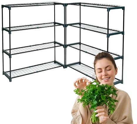 GRINDI IN THE GARDEN - Pflanzenregal - Gartenregal - Lageregal - Blumenständer Metall - Drahtgitterböden - Frühbeet - Leiterregal GRO, 90x30x106, 2 Stück, grün - Pflanzenständer für Gewächshaus Balkon