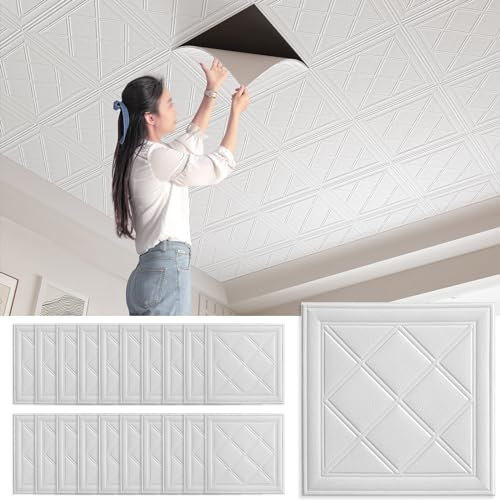 20 Stück 3D Wandpaneele,35x35cm Dekoren Wandverkleidung Deckenverkleidung Wanddekoration für Wohnzimmer, Schlafzimmer, Büro (008)