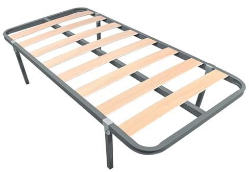 Homey - Rete a doghe struttura 30 x 30 mm con gambe, tubo in acciaio 30 x 30 mm, vernice epossidica grigia, 90 x 190