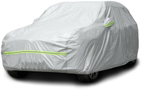 Favoto Funda de Coche Exterior Impermeable Transpirable Compatibles con Audi Q2/Q3 BMW X1/X2 Volvo XC40 Anti-UV Transpirable Resistente al Polvo Lluvia Rasguño Nieve al Aire Libre Plateado