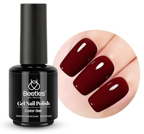 beetles Gel Polish, 1Pc 15mL Dark Red Wine Red Burgundy Manicure DIY Nail Art Gel Soak Off UV LED Nail Lamp Nail Art Manicure Salon Gift for Women Girls