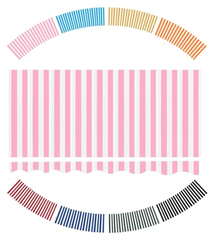 QTWLG Wasserdichter Markisenstoff Streifen Markisentuch Ersatz, 6m Große Ersatzstoffe Für Klemmmarkise, Manuell Einziehbares Markisentuch Für Fenster Türen(Pink,16x10ft/5x3)