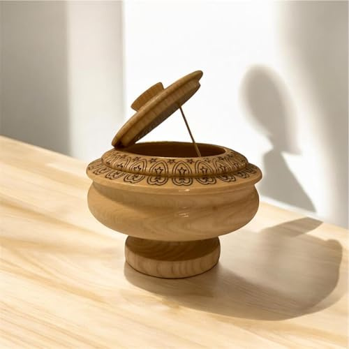 Azucarero decorativo de madera tallada, 15 cm de diámetro