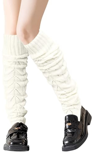 Yunkctuk Kniestrümpfe Damen, Modische Overknees Strümpfe Damen Winter, Weiche und Kuschelige Gestrickte Leg Warmers, Trendige Knee High Socks für Stylische Outfits