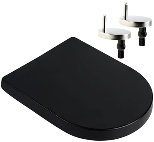 Dazzluxe Sedile WC A Forma di D, Coperchio Water Nero con Chiusura Ammortizzata, Cerniere A Sgancio Rapido E Regolabili, Semplice Fissaggio Superiore, Tavoletta Water in Plastico Resistente