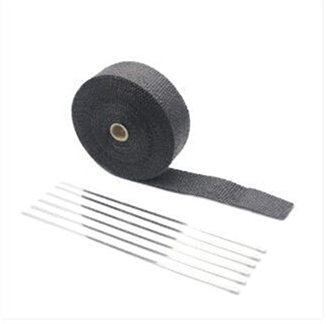 Bande Thermique Echappement 5m / 10m / 15m Fibre de verre Protection d'échappement Tuyau Heather Header Ruban isolant Turbo Wrap Semelle Tape de ruban Ruban Isolant Thermique(50mm 5M Black)