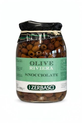 Olive snocciolate Riviera in olio di girasole - vaso vetro 950 gr