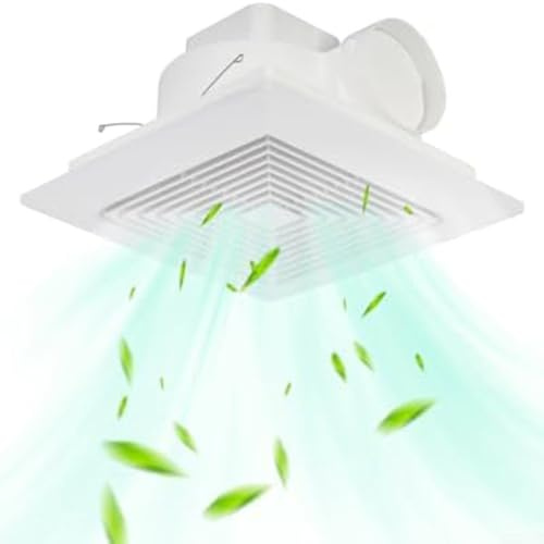 FACULX Integrierter Deckenventilator, Badezimmerventilator, leiser Abluftventilator, leistungsstarker Wandventilator für Haushalt, Küche und Bad, 20 x 20 cm, Weiß (28 x 28 cm)