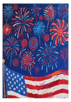 Artistic Us Drapeau de jardin avec feux d'artifice Bleu double face 30,5 x 45,7 cm