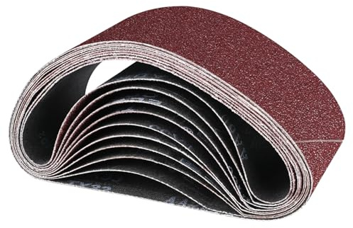 STEBRUAM 10PCS Nastri Abrasivi 75 x 457 mm, 60/80/100/120/240 Mix grana Levigatrice a Nastro