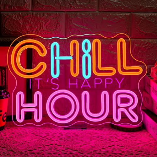 ineonlife Chill Hour Neon Schild,Chill Led Schild, Led Schriftzug für Wand Dekor, Brief Neon Sign Zeichen für Schlafzimmer, Wohnzimmer, Bar, Restaurant