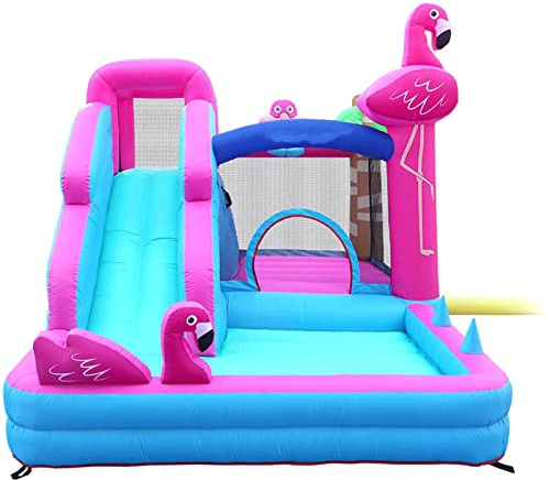 IXMLDAXD Castillo Inflable， Casa de Rebote Inflable, Castillo Hinchable con pájaro Rojo, cojín IR, tobogán Lleno de diversión, Castillo Inflable for jardín