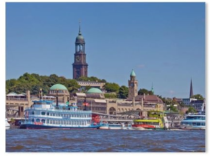 GSBRSNTS Hamburg Landungsbrücken und Michel，Vintage Blechschild, Metallschild, Poster für Bar, Café, Schule（30 x 40 cm） 12 x 16 Zoll-AB59，BEAYODKP