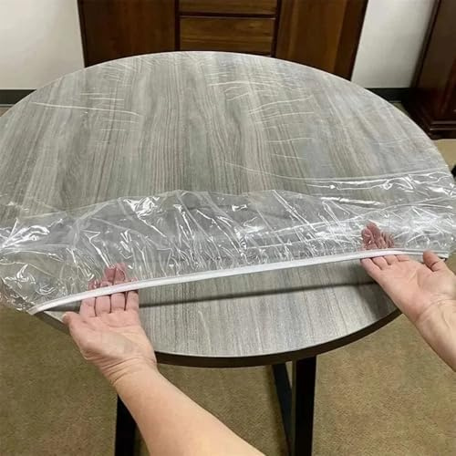 CSHWXY 10 pezzi/set tovaglia monouso in PVC trasparente, tovaglia rotonda elastica, copritavolo da pranzo trasparente, antiolio, 150, 180 cm