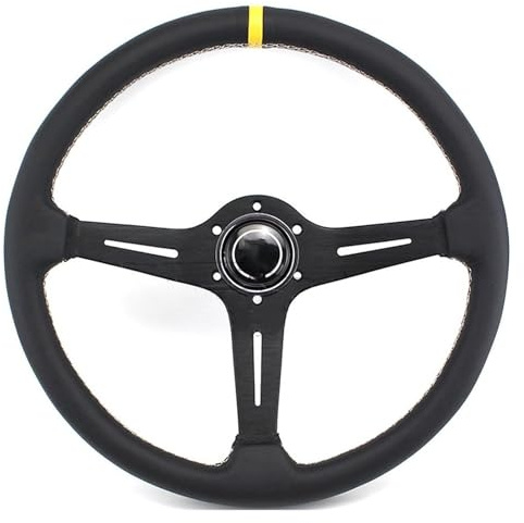 JBJXFAMAY Extensión de la Palanca de Cambios Volante De Competición Universal De Cuero De Gran Diámetro 15 Pulgadas Y 380 Mm(A)
