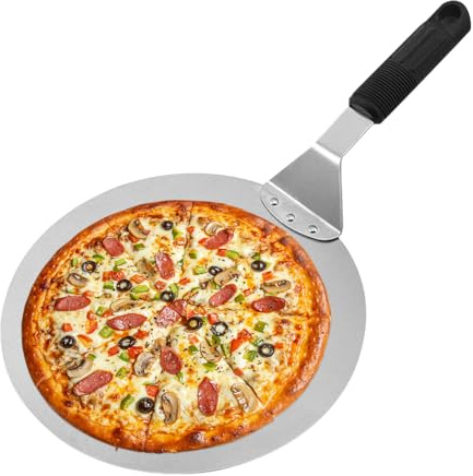 Slider a buccia per pizza - bucce per pizza, strumento di raschietto per impasto rotondo in acciaio inossidabile e server di torta per cucina, ristorante, cucina, appartamento, servizio, esterno e cas