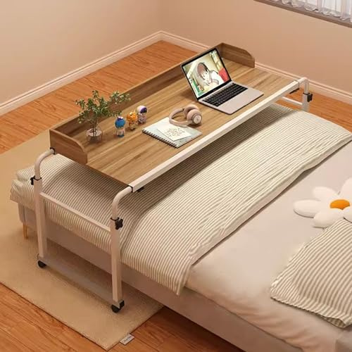 Laptopstativ, höjdjusterbart över sängen skrivbord med hjul, mobilt sjukhusbord, rullande medicinskt brickbord, perfekt för mat och arbete, 65-95 cm