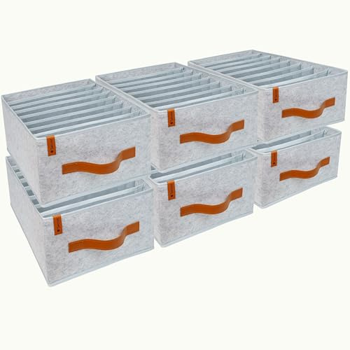 o'secret Kleiderschrank Organizer für IKEA PAX 100 cm, 6er Set | Je 8 Fächer, stapelbar und faltbar, Kleideraufbewahrung mit stabilem Boden, Mesh-Gewebe, Griffen für Jeans, Hosen und Shirts