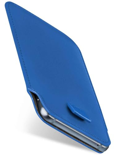 moex Slide Case für Xiaomi 17 Handytasche zum Einstecken Ultra dünn, Einsteckhülle Holster Hülle PU Leder, Sleeve Etui Handyhülle mit 360 Grad Komplettschutz, Blau