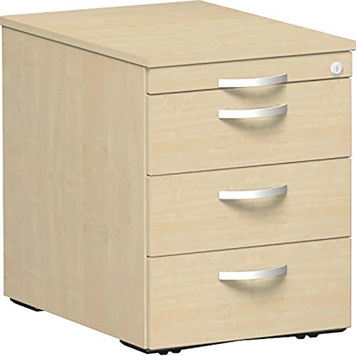Gera Möbel S-530151-AH Rollcontainer Venedig mit 3 Kunststoff-Schubfächern und 1 Materialschubfach, 43 x 60 x 56,6 cm, ahorn