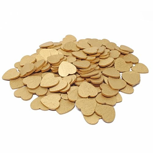 Konfetti-Herzen, 18 mm, Holz, Shabby-Chic-Stil, Vintage, Goldfarben, holz, gold, 18 mm