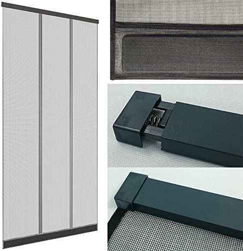 DILUMA | Insektenschutz Tür Vorhang 100x220 cm Anthrazit | Insektenvorhang mit Alu Klemmleiste | Ohne Bohren | mit Fiberglas Lamellen & Eingenähten Gewichten