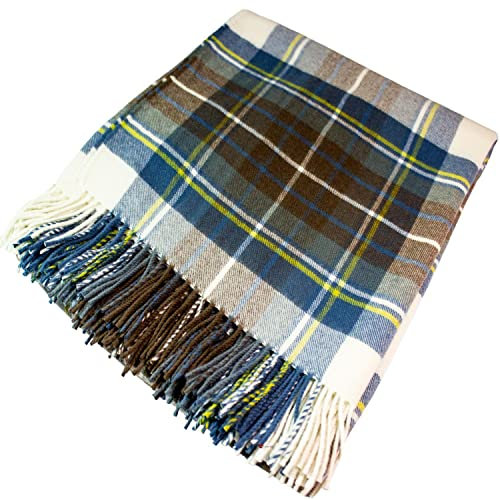 100% Lammwolle Karierte Warme und Weiche Decke Werfen Schottisch Tartan Stewart Muted Blue Reisedecke Plaid Picknick Teppich