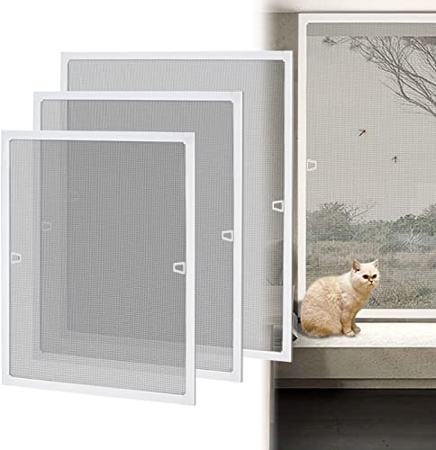 LZQ Fliegengitter Fenster Insektenschutz Fliegenschutzgitter mit Alurahmen, Mückennetz Fenster Mückengitter Moskitonetz Gitter ohne Bohren und Schrauben(80 × 100 cm, Weiß)