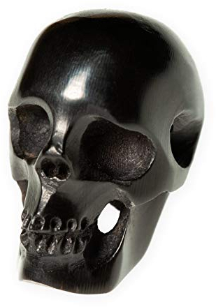 Fly Style Totenkopf Perlen aus Horn für Halsband oder Armband, Grösse:klein, Bohrung:vertikal