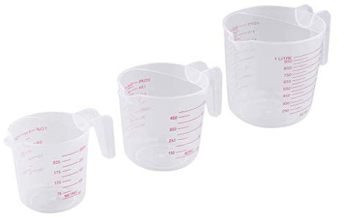 Tubayia 3 vasos medidores de plástico de 250/500/1000 ml