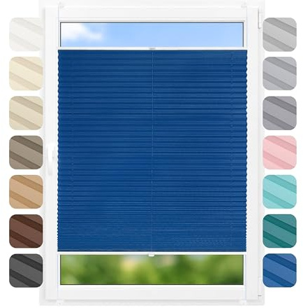 Birrke® Klemmfix Plissee ohne Bohren 100x100 cm, lichtdurchlässig, Blickdicht - Up & Down Faltrollos für Fenster ohne Bohren - Jalousie innen, Sichtschutz, Sonnenschutz - Cornflower Hills, Blau